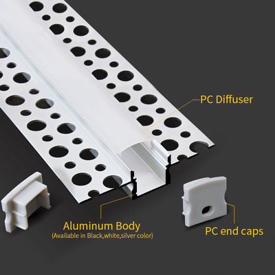 La lumière enfoncée en aluminium du gypse LED de plâtre de cloison sèche de profil de plaque de plâtre de LED dépouille la Manche en aluminium avec la couverture de PC