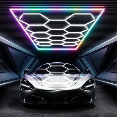 2026 Nouveau 14Hexagon RGB télécommande Honeycomb LED plafond lumineux 24V IP20 pour le gymnase Salon garage Bar Atmosphère Lumière CE Prêt
