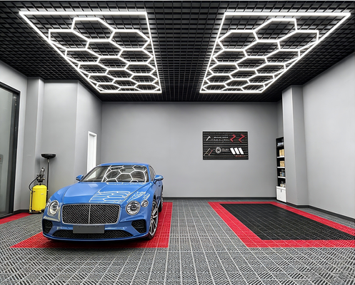 Système d'éclairage modulaire à LED hexagonales 624W pour garage, salle de sport, atelier, bureau, panneaux lumineux LED hexagonaux connectables en nid d'abeille