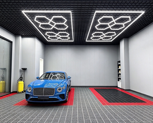 Bon prix Système d'éclairage modulaire LED hexagonal 512W pour garage, salle de sport, atelier, bureau, panneaux lumineux LED hexagonaux connectables en nid d'abeille en ligne