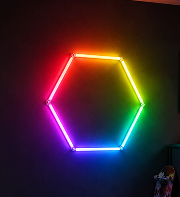 RGB LED Hexagon Light Système modulaire d'éclairage de plafond pour garage gymnase atelier de bureau Panneaux lumineux hexagonal LED Honeycomb connectable