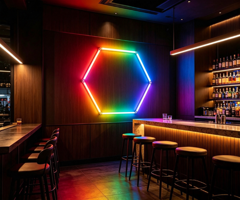 Bon prix RGB LED Hexagon Light Système modulaire d'éclairage de plafond pour garage gymnase atelier de bureau Panneaux lumineux hexagonal LED Honeycomb connectable En ligne