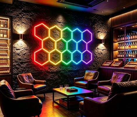 RGB LED Hexagonal Light Modular Honeycomb Ceiling Panel System pour un éclairage flexible dans le garage Gym Atelier et bureau