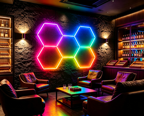 Bon prix Panneaux modulaires hexagonaux lumineux à LED connectables RVB en nid d'abeille pour applications d'éclairage de plafond de garage, de salle de sport, d'atelier et de bureau En ligne