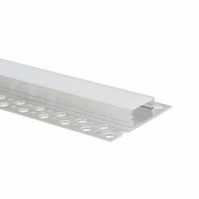 Anodized Recessed LED Plasterboard Profile Extruded With Plastic Diffuser For LED Linear Lighting