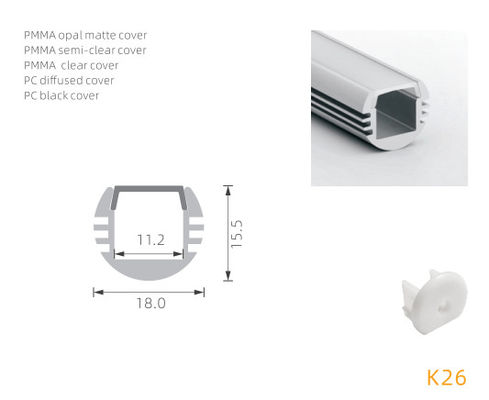 100lm/W 2m a anodisé l'alliage en aluminium mené du profil 6063 pour la lumière de tube